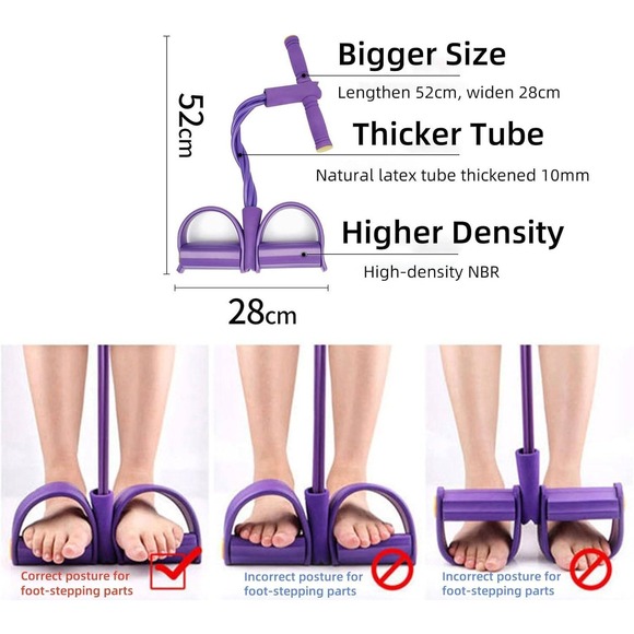 Blue Pedal Resistance Band Fitness Toning Tube Foot Pedal Exerciser - Picture 10 of 10